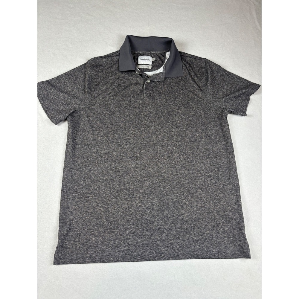 Goodfellow & Co Mens Large Gray Space Dye Performance Polo Shirt Short Sleeve L